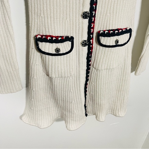 Self-Portrait Lurex Knit Dress Ivory Black Red Preppy Career Modest Trendy - Picture 13 of 15